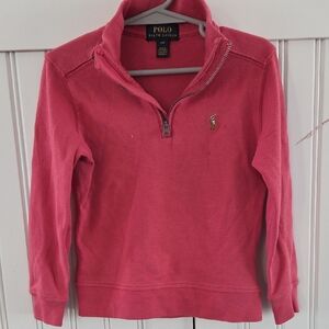 Polo Ralph Lauren Cotton ¼ Zip Sweatshirt In Muted Red/salmon 4/4T
